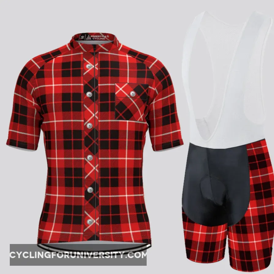Plaid Checkered Shirt V5 Men's Cycling Kit For Sale