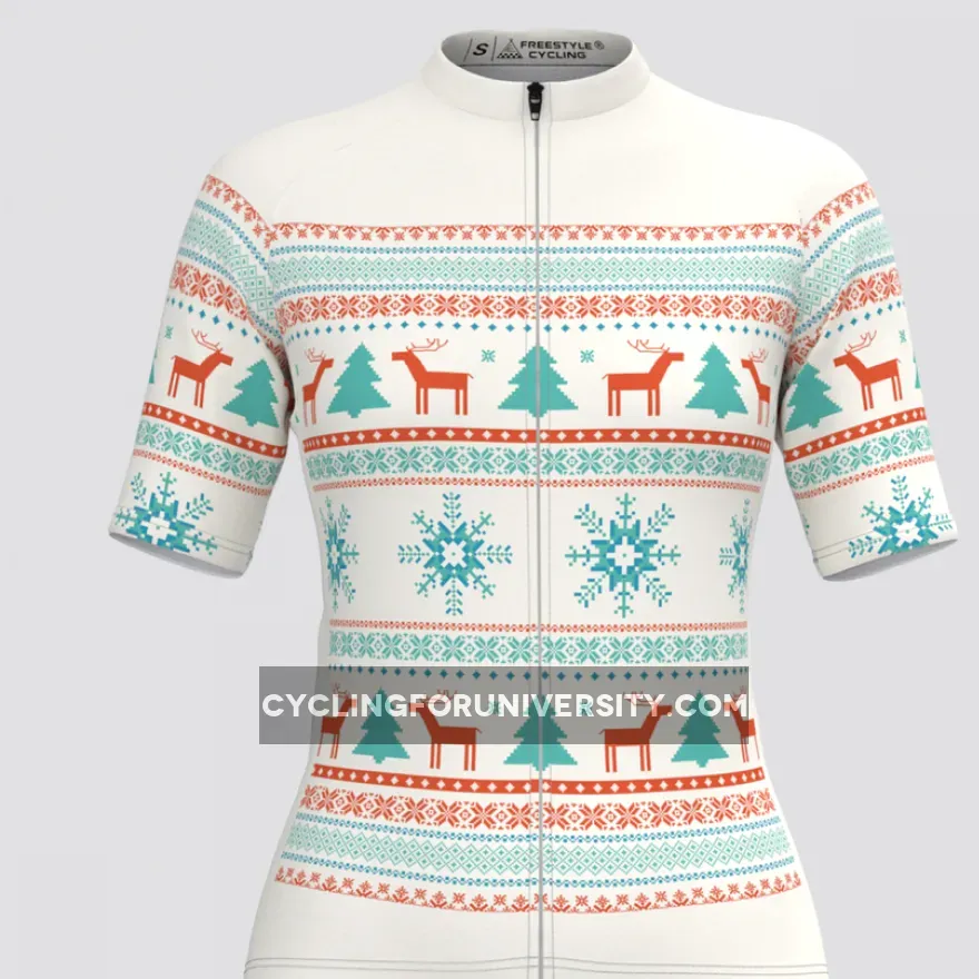 Women's Classic Ugly Christmas sweater Cycling Jersey - Beige