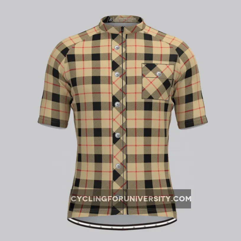 Plaid Checkered Shirt V17 Men's Cycling Jersey Outlet