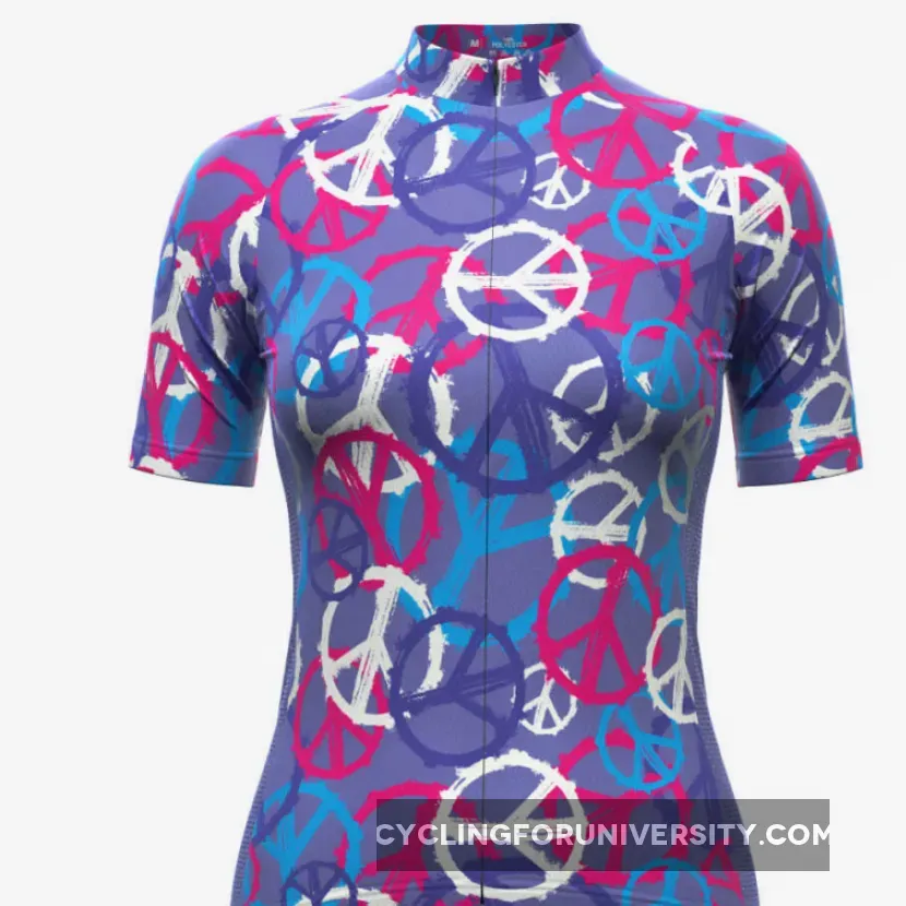 Women's Purple Peace Short Sleeve Cycling Jersey Brand New