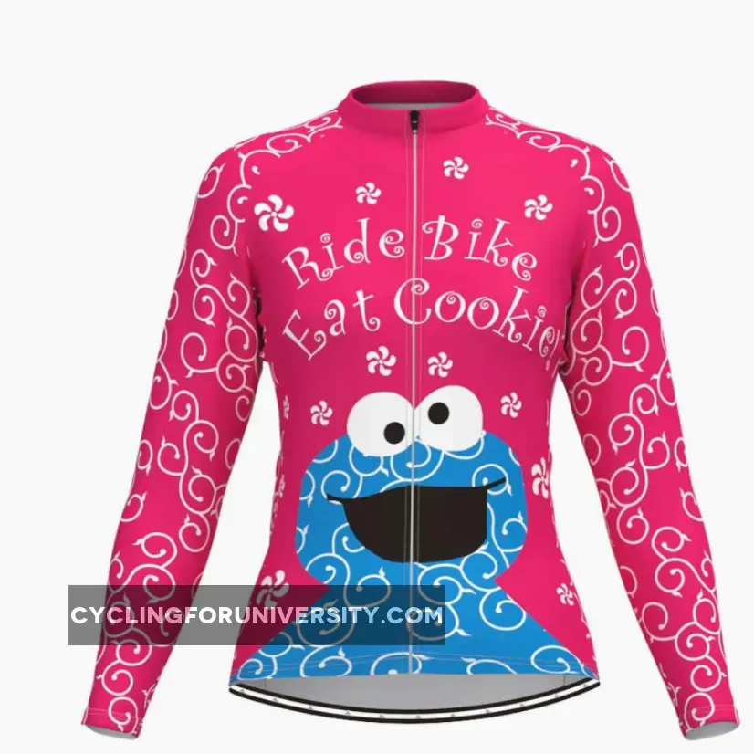 Cookie Monster Women's Long Sleeve Cycling Jersey Pink