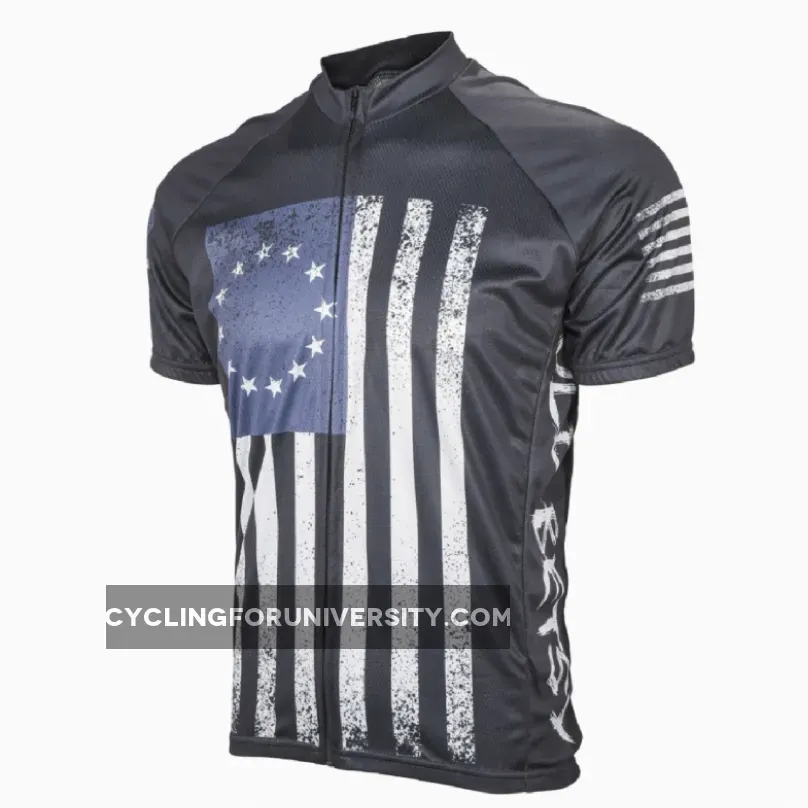 World Jersey Old Betsy US Flag Full Zip Men's Cycling Jersey, Betsy World BETSY-MED