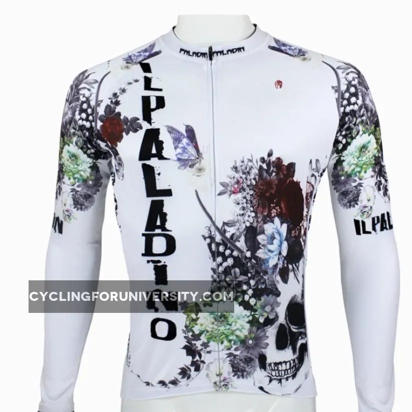 ILPALADINO SKULL Men's Long Sleeves Cycling Jersey Pro Cycle Clothing Racing Apparel Outdoor Sports Leisure Biking T-shirt Spring Autumn NO.091