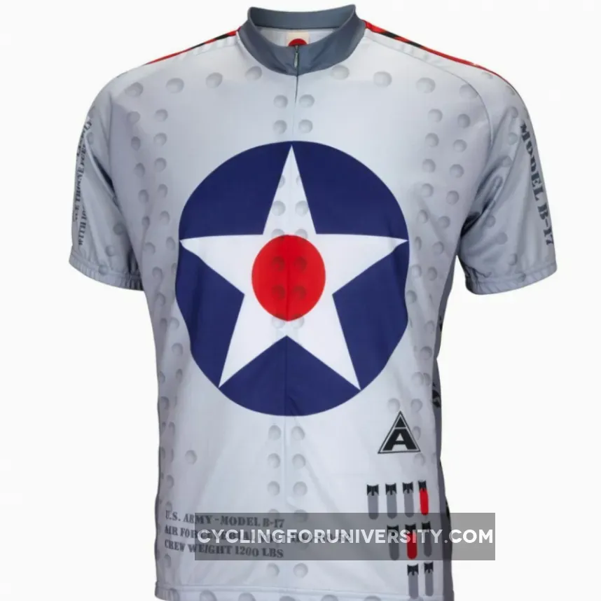 USAF B-17 Bomber Flying Fortress Short sleeve 15" zip men's cycling jersey