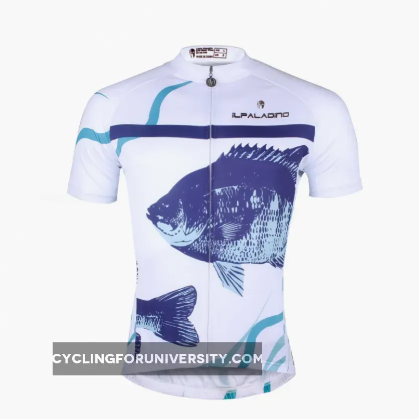 Men's Cycling Fish White Bike Shirt Summer Jersey NO.744