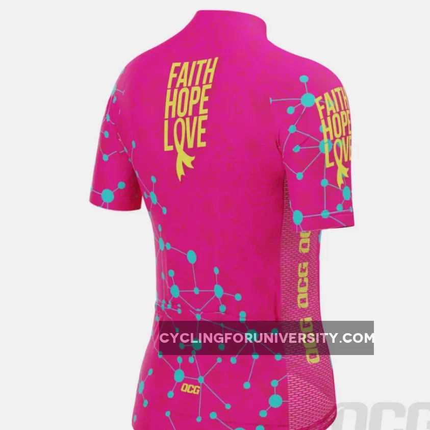 Women's Breast Cancer Faith Hope Love Short Sleeve Cycling Jersey, Cycling For Hope