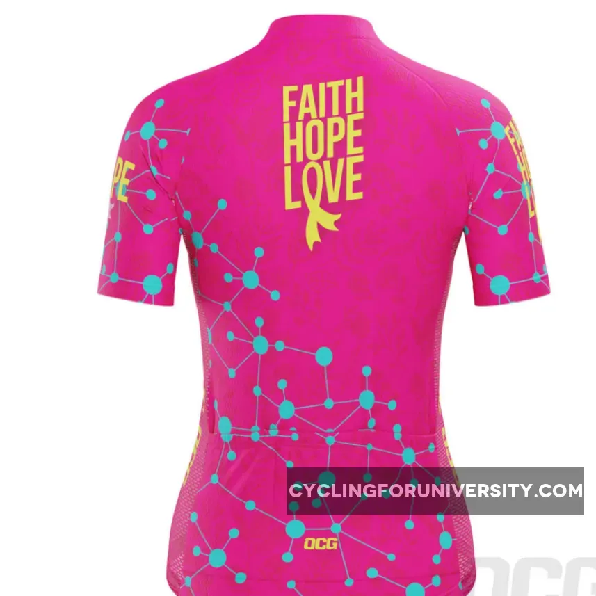 Women's Breast Cancer Faith Hope Love Short Sleeve Cycling Jersey, Cycling For Hope