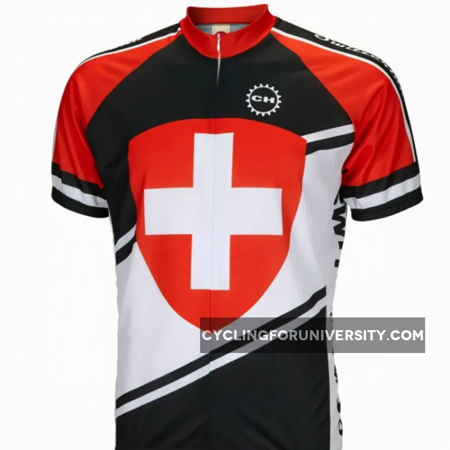 Switzerland Short sleeve Half zip men's cycling jersey
