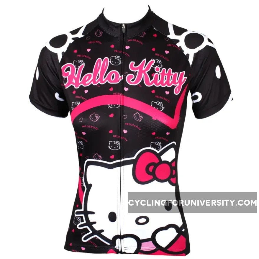 HELLO KITTY Princess Women's Top Cycling Jersey Jacket T-shirt Summer Spring Autumn Clothes Sportswear Cartoon World Black Kit NO.538