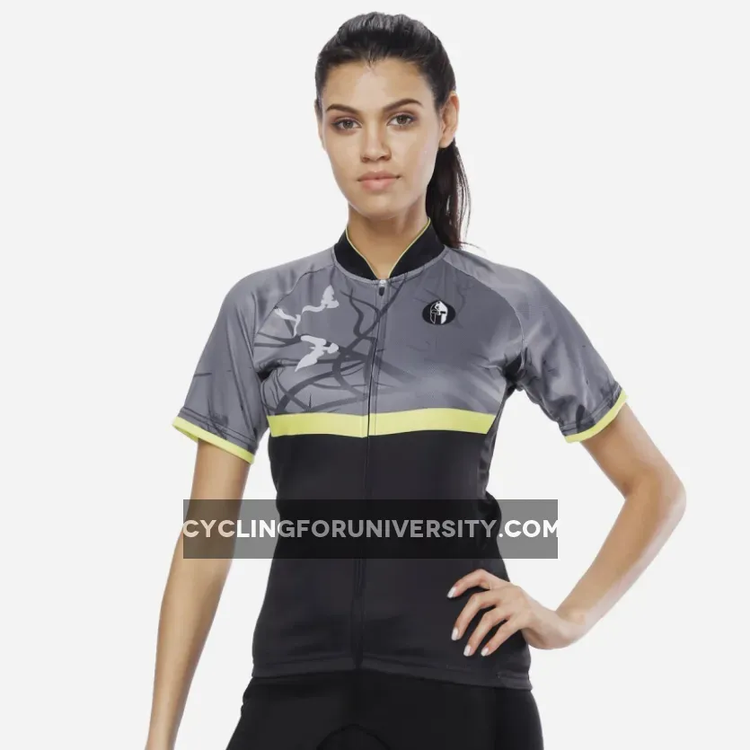 Dark Forest Yellow-strip Women's Cycling Short-sleeve Bike Jersey T-shirt Summer Spring Road Bike Wear Mountain Bike MTB Clothes Sports Apparel Top NO. 789