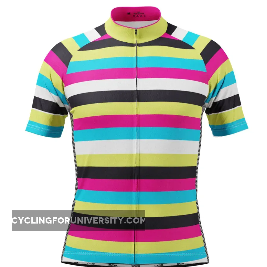 Men's High Viz Rainbow Stripes Cycling Jersey / Rainbow Cycling