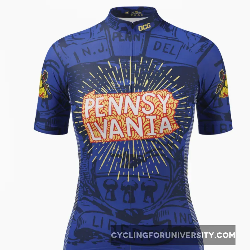Women's Pennsylvania USA State Short Sleeve Cycling Jersey