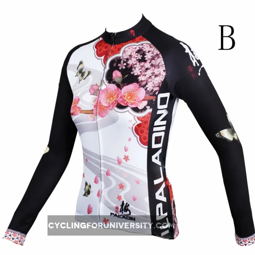 Butterfly Cycling Jerseys Peach Blossom Butterfly With Flying Petal Women Cycling Jerseys 542