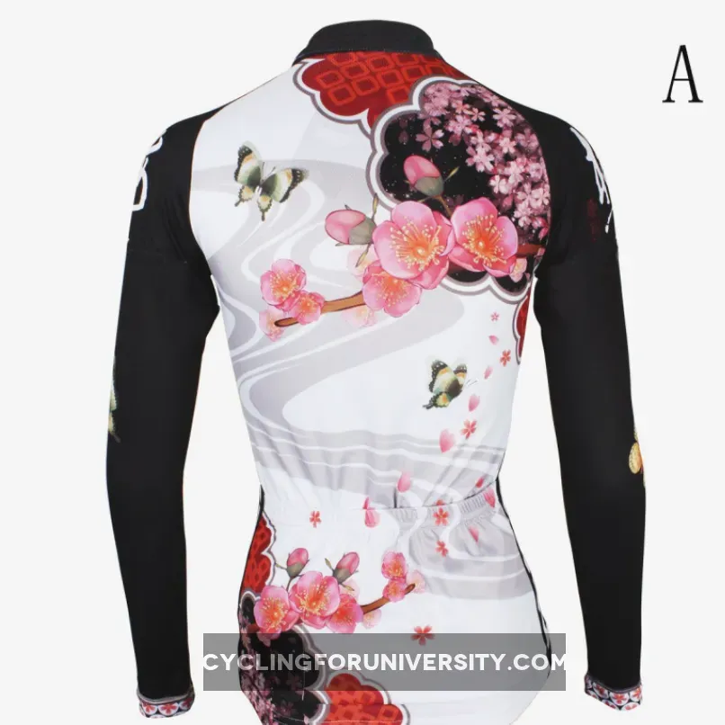 Butterfly Cycling Jerseys Peach Blossom Butterfly With Flying Petal Women Cycling Jerseys 542