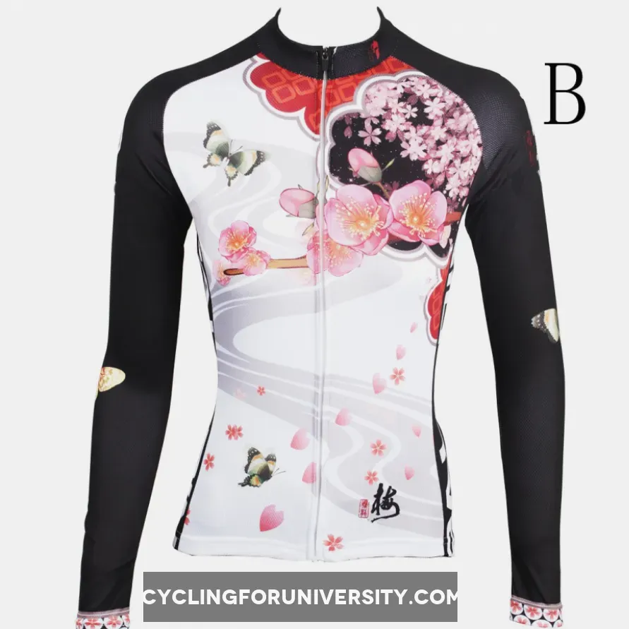 Butterfly Cycling Jerseys Peach Blossom Butterfly With Flying Petal Women Cycling Jerseys 542