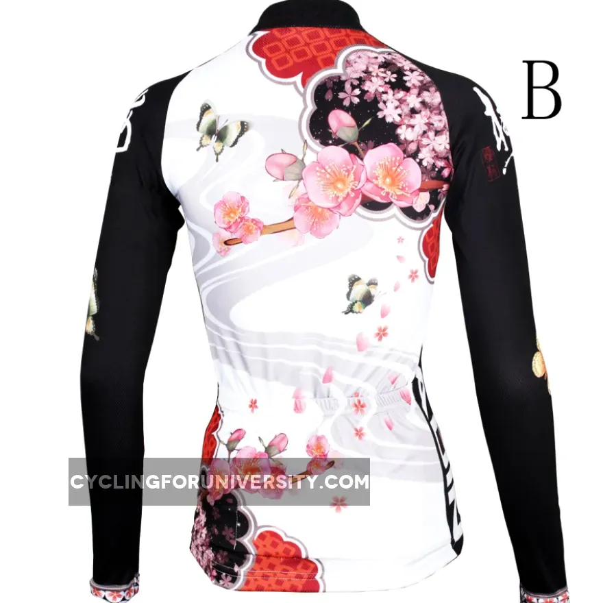 Butterfly Cycling Jerseys Peach Blossom Butterfly With Flying Petal Women Cycling Jerseys 542
