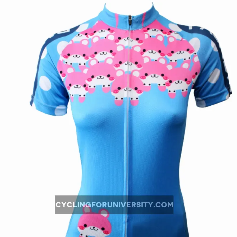 Ilpaladino Pink Pets Women's Summer Short-Sleeve Cycling Jersey Summer Exercise Bicycling Pro Cycle Clothing Racing Apparel Outdoor Sports Leisure Biking Shirts Breathable Blue Clothes NO.501