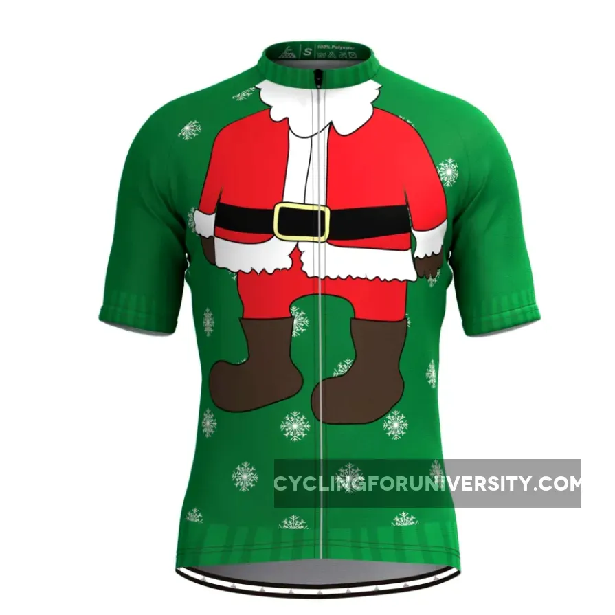 Santa Ugly Christmas Sweater Cycling Jersey Green