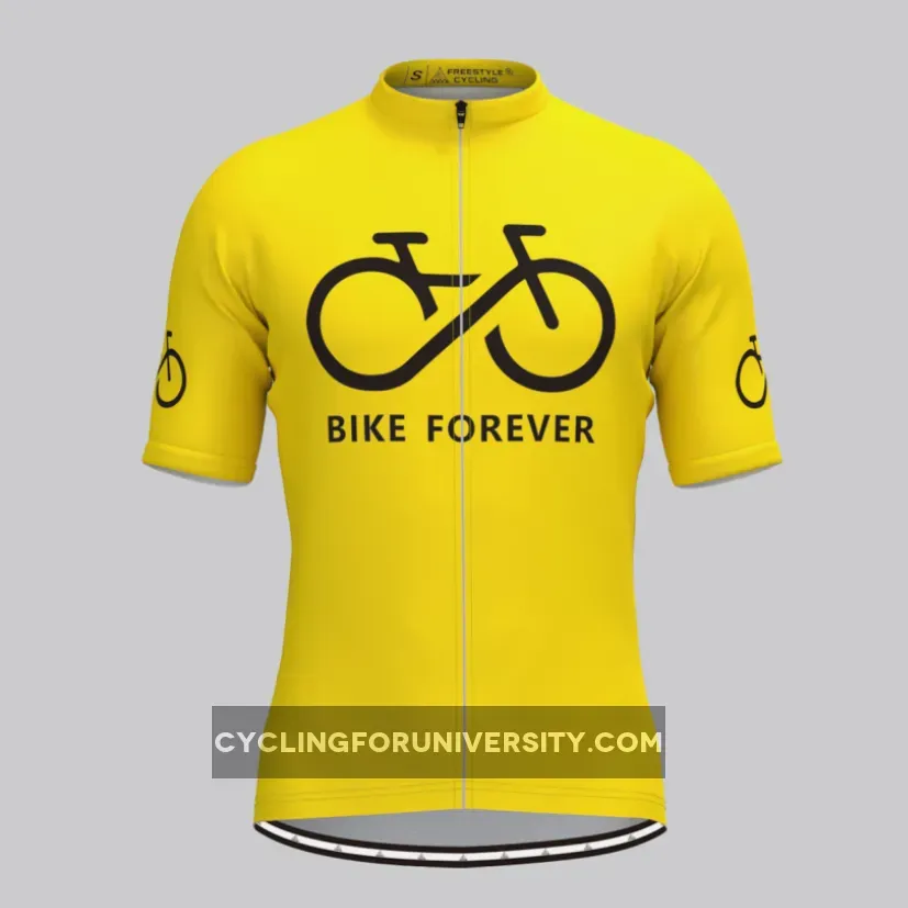 Bike Forever Men's Cycling Jersey-Yellow Brand New