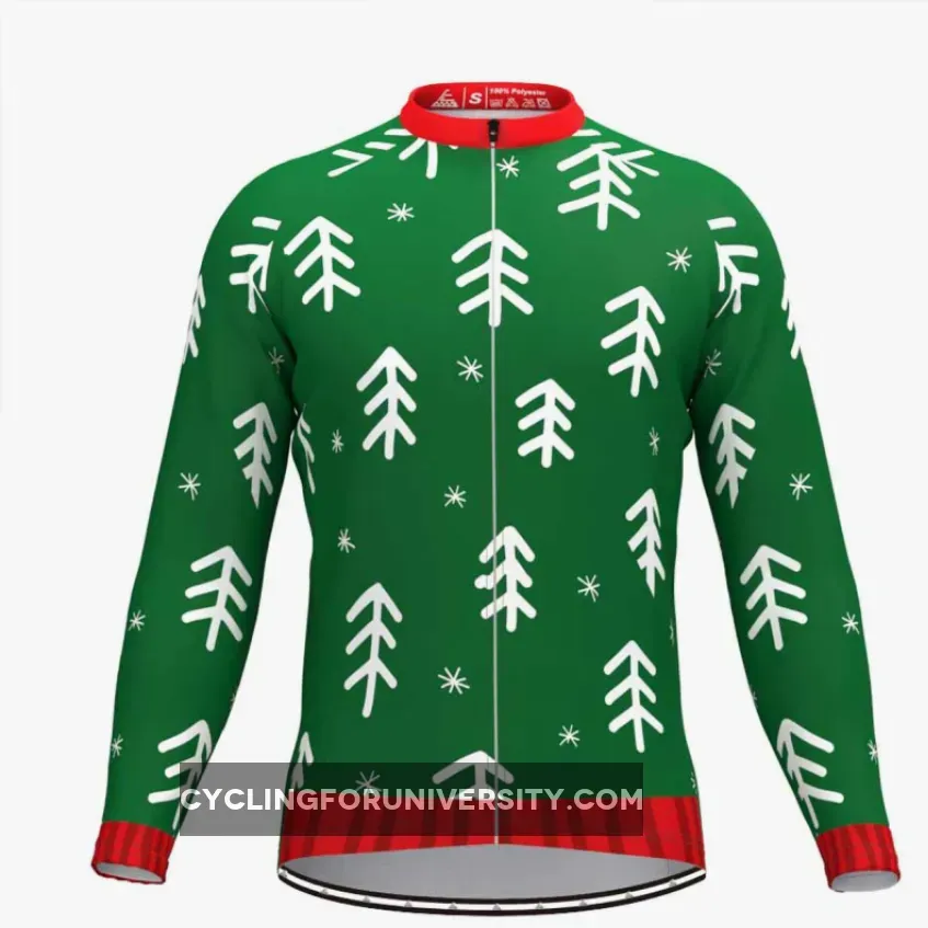 Ugly Christmas Sweater snowflake LS Cycling Jersey Green
