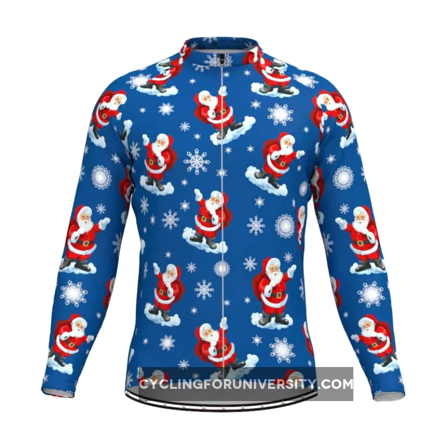 Merry Christmas Santa Gifts LS Cycling Jersey Blue