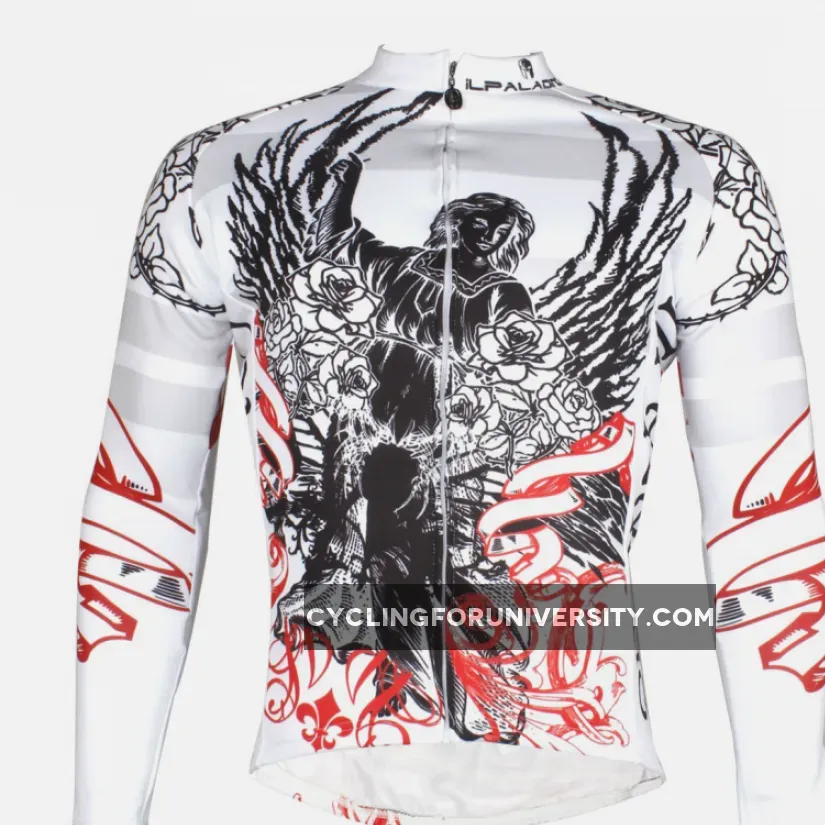 ILPALADINO Rose Angel Men's Long Sleeves Cycling Jacket Spring Autumn Exercise Bicycling Pro Cycle Clothing Racing Apparel Outdoor Sports Leisure Biking Shirts NO.721