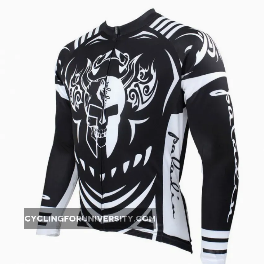 Cycling Jersey Men's Long-sleeved Jersey for Spring and Summer Black and White NO.077