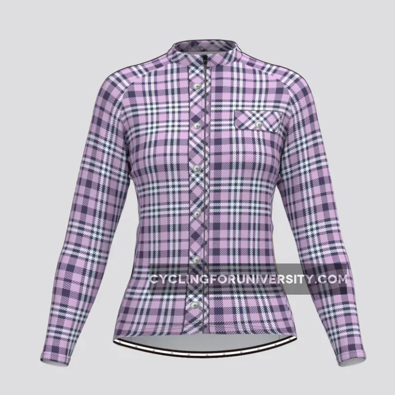 Plaid Checkered Shirt V19 Women's LS Cycling Jersey Restock