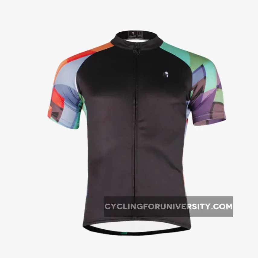 Ilpaladino Colorful Arms Breathable Black Jersey Men's Short-Sleeve Bicycling Shirts Summer Apparel Outdoor Sports Gear Quick Dry Wear NO.662