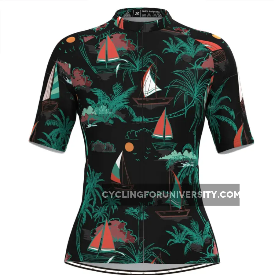 Women's Tropical & Sailboat Print Hawaiian Cycling Jersey