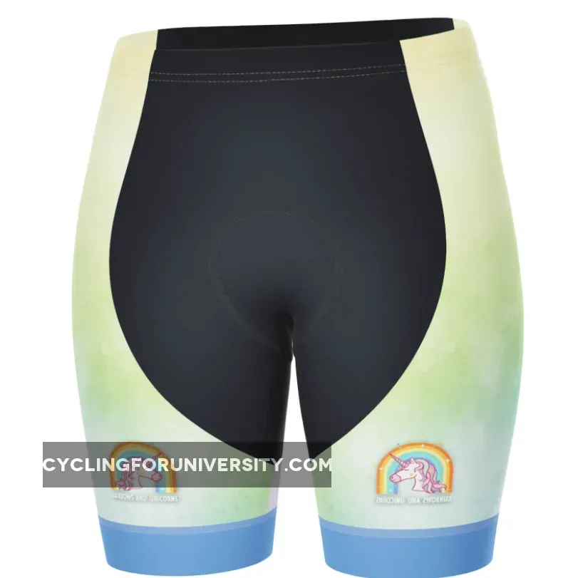 Women's Rainbows and Unicorns Gel Padded Cycling Shorts Womens Rainbows