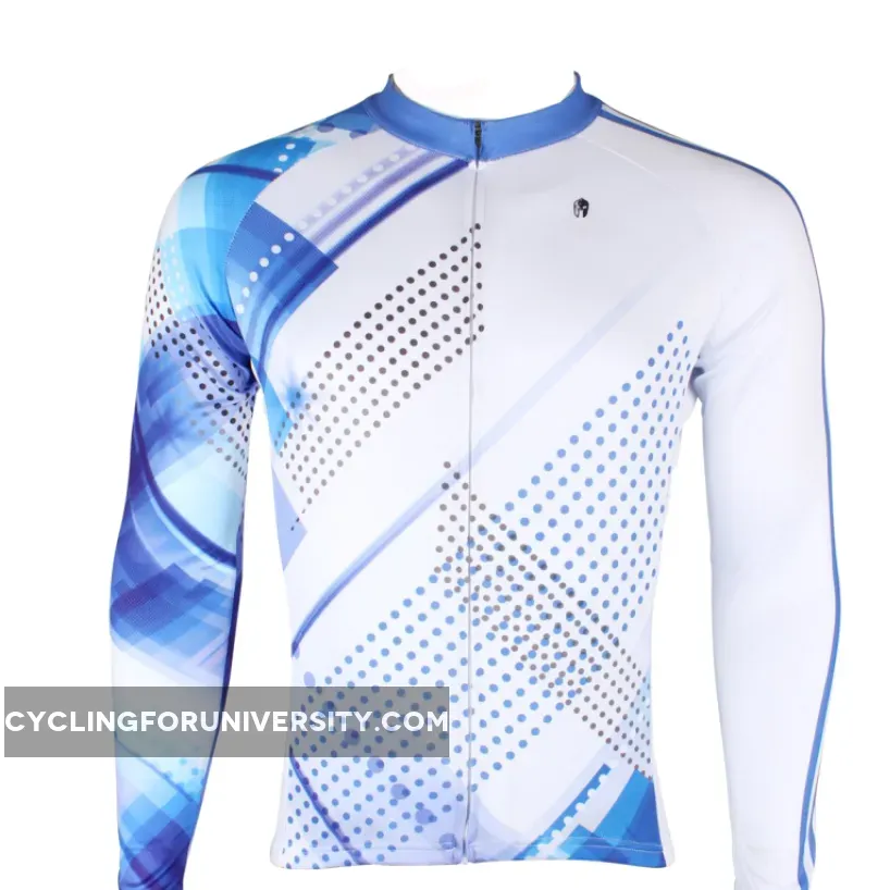 Men's Blue Long-sleeve Cycling Jersey with Patterns for Outdoor Sport Leisure Sport Breathable and Quick Dry Winter Bike Shirt Bicycle clothing 199 (velvet)