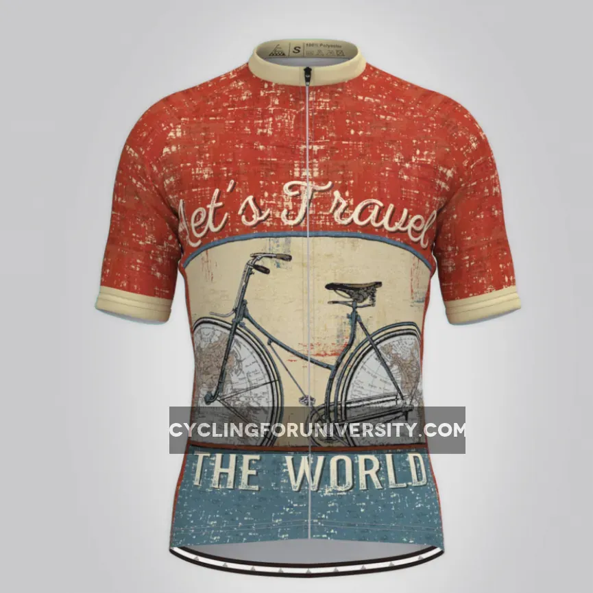 Let's Travel The World Cycling Jersey Red Restock