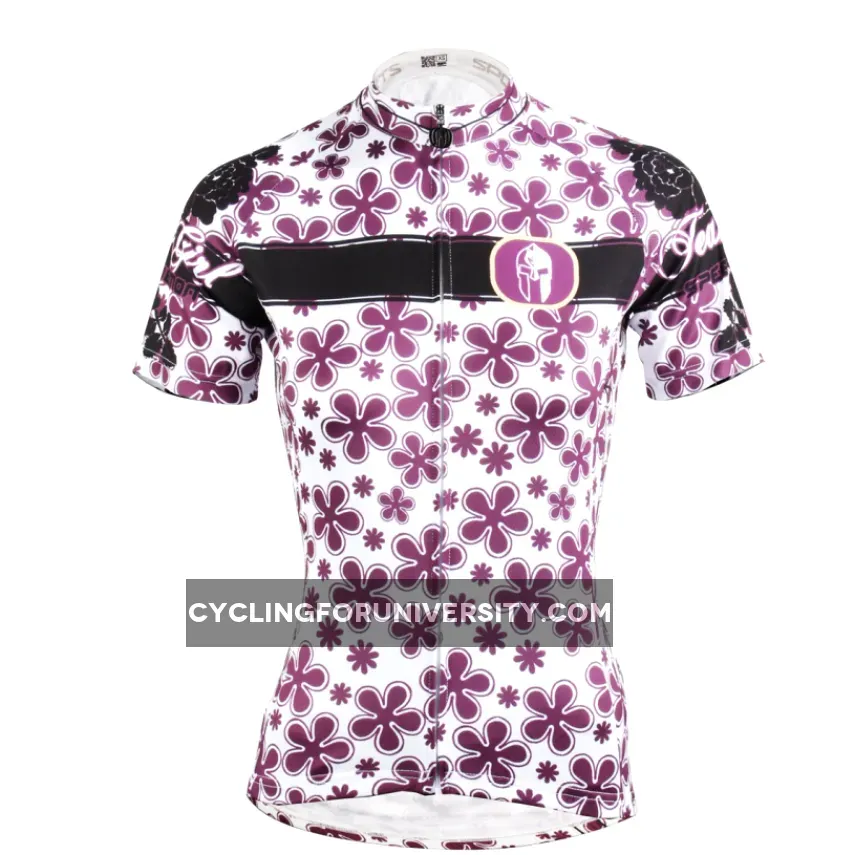 Ilpaladino Purple-flower Summer Women's Quick Dry Short-Sleeve Cycling Jersey Exercise Bicycling Pro Cycle Clothing Racing Apparel Outdoor Sports Leisure Biking Shirts Breathable Sport Clothes NO.608