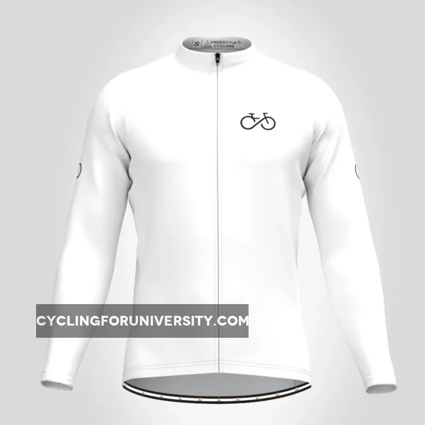 Ride Forever Men's LS Cycling Jersey - White For Sale