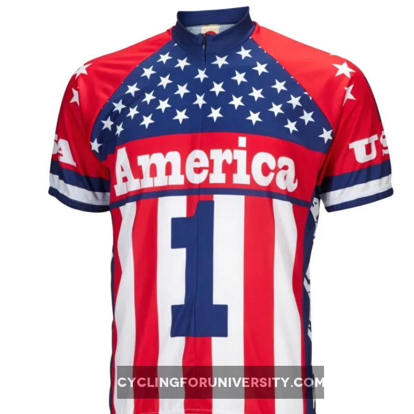 America One Stars & Stripes Short sleeve half zip men's cycling jersey