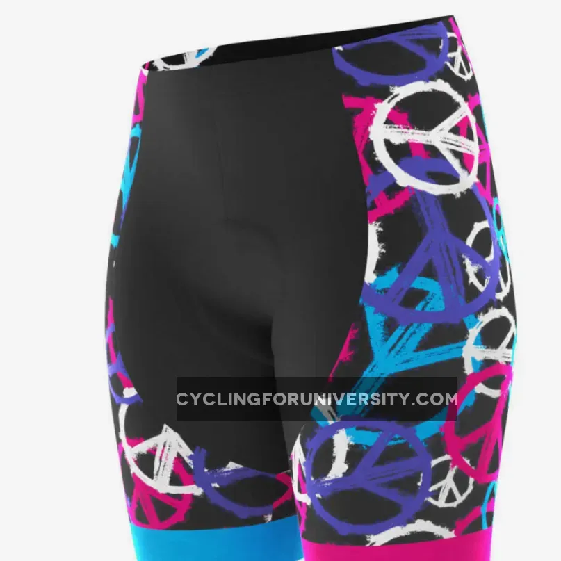 Women's Purple Peace Padded Cycling Shorts For Sale