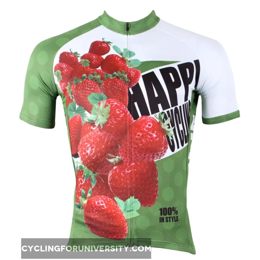 Happy Cycling Summer Fruit Strawberry Men's Short/Long-Sleeve Cycling Jersey Biking Shirts Breathable Outdoor Sports Gear Leisure Biking T-shirt Sports Clothes NO.174