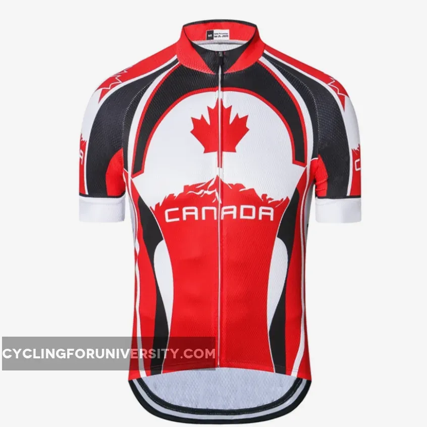 Canada Maple Leaf Men's Cycling Jersey Red White Black