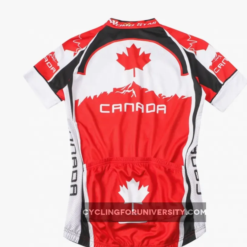 Canada Maple Leaf Men's Cycling Jersey Red White Black