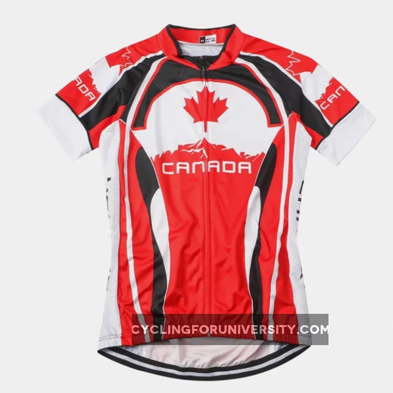 Canada Maple Leaf Men's Cycling Jersey Red White Black