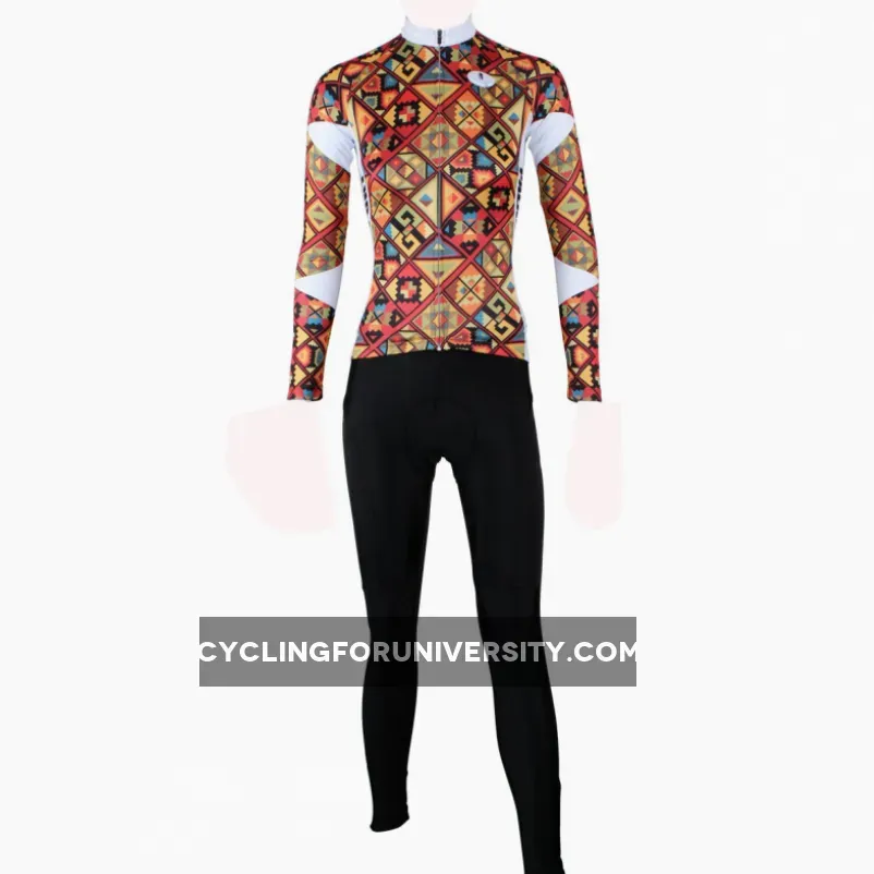 ILPALADINO Women's Long Sleeves Saffron Yellow Cycling Jersey with Tights Apparel Outdoor Sports Leisure Biking Shirt Suit Kit NO.315