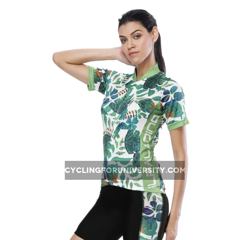 Tropical Plant Fresh Green Leaves Nordic Style Women's Cycling Short-sleeve Bike Jersey/Kit T-shirt Summer Spring Road Bike Wear Mountain Bike MTB Clothes Sports Apparel Top / Suit NO. 803