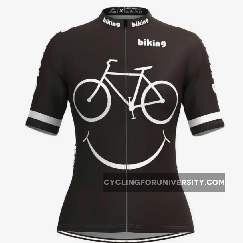 Bicycle Smile Emoji Women's Cycling Jersey Black Online