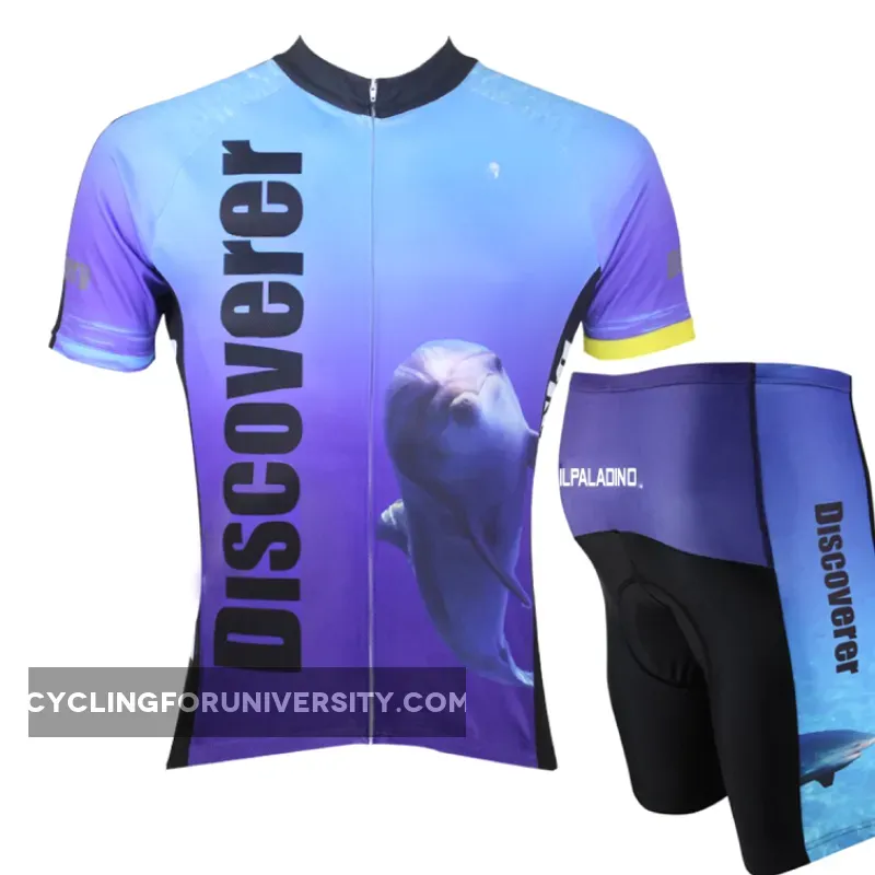 [Discoverer series ] llpaladino Shark Dolphin Nature Blue Short-sleeve Cycling Suit/Jersey Jacket- Summer Spring Clothes Sportswear Pro Cycle Clothing Racing Apparel Outdoor Sports Leisure Biking T-shirt NO.304