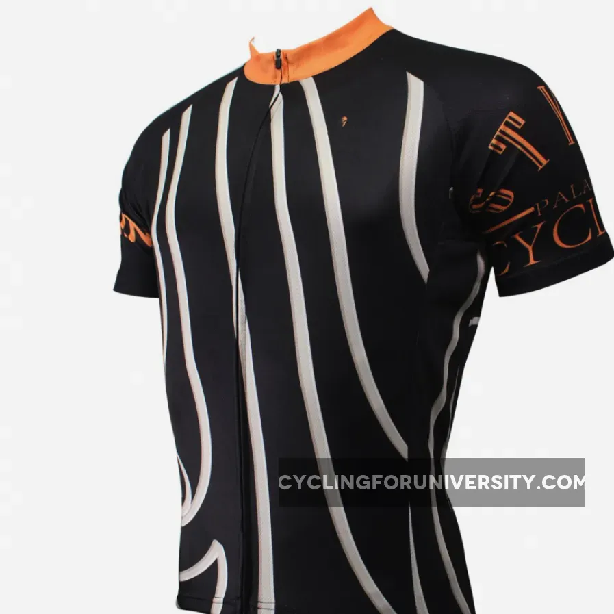 Orange-collar White-striped Black Men's Shirt Cycling Jersey Summer NO.504