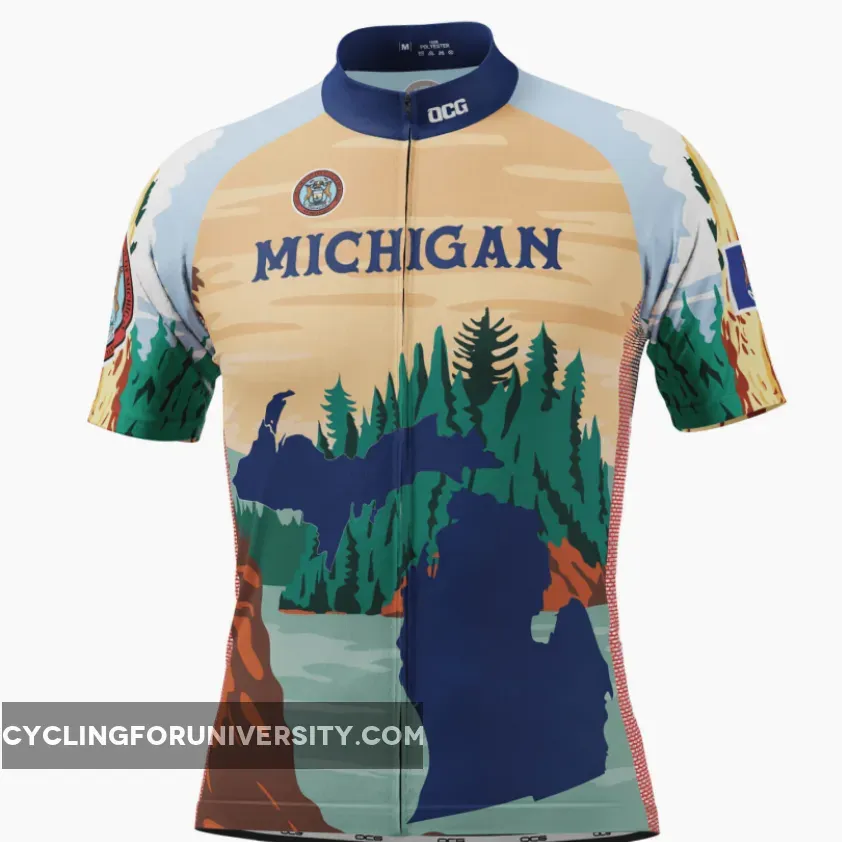Men's Michigan Home is Where The Hand Is Short Sleeve Cycling Jersey Michigan Cycling Jersey