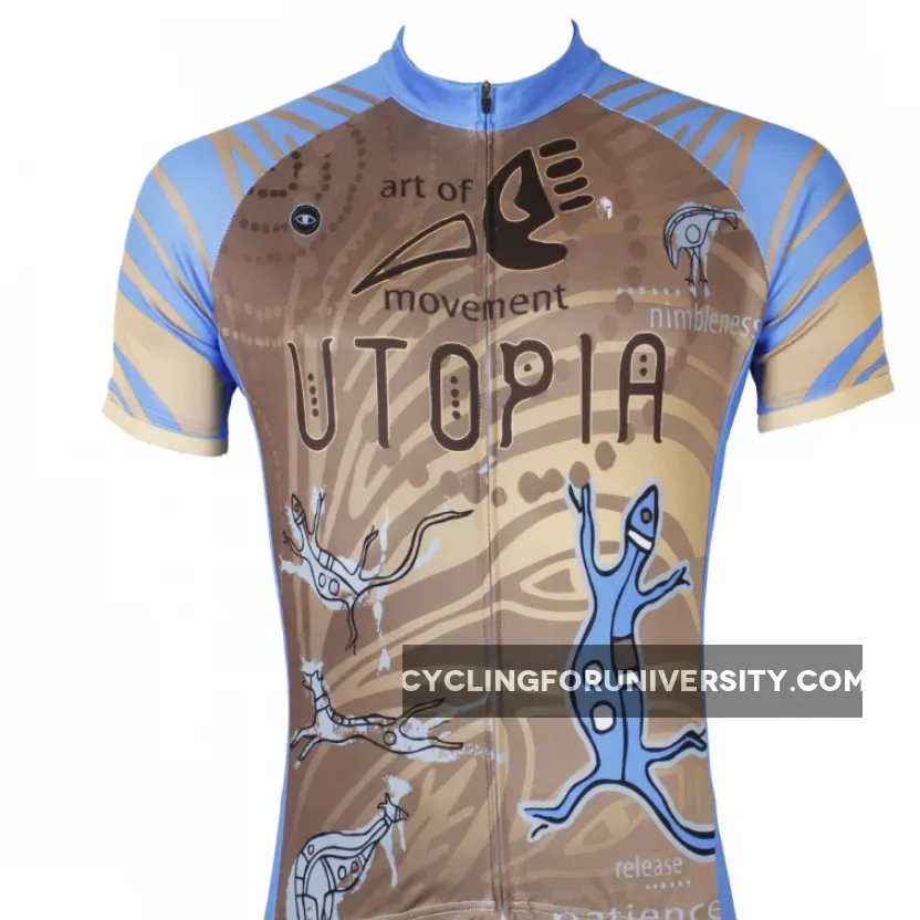 Ilpaladino Utopia Blue Lizard Men's Breathable Short-Sleeve Cycling Jersey Bicycling Shirts Summer Quick Dry Sportswear Apparel Outdoor Sports Gear Leisure Biking T-shirt NO.526