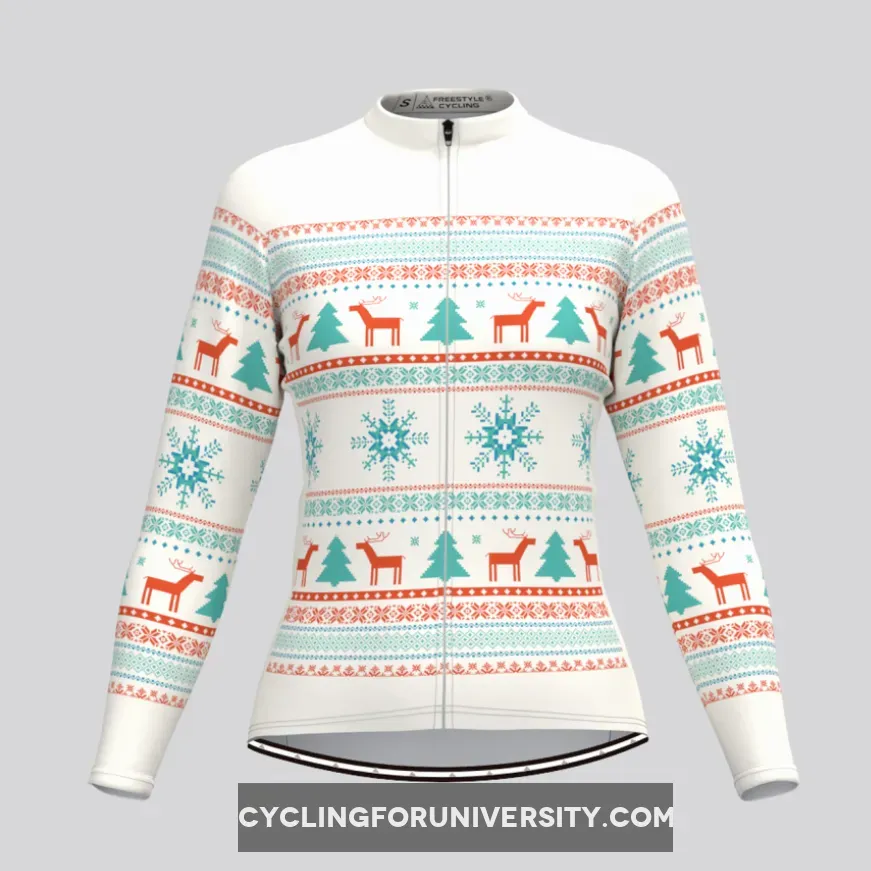 Women's Classic Ugly Christmas sweater LS Cycling Jersey - Beige