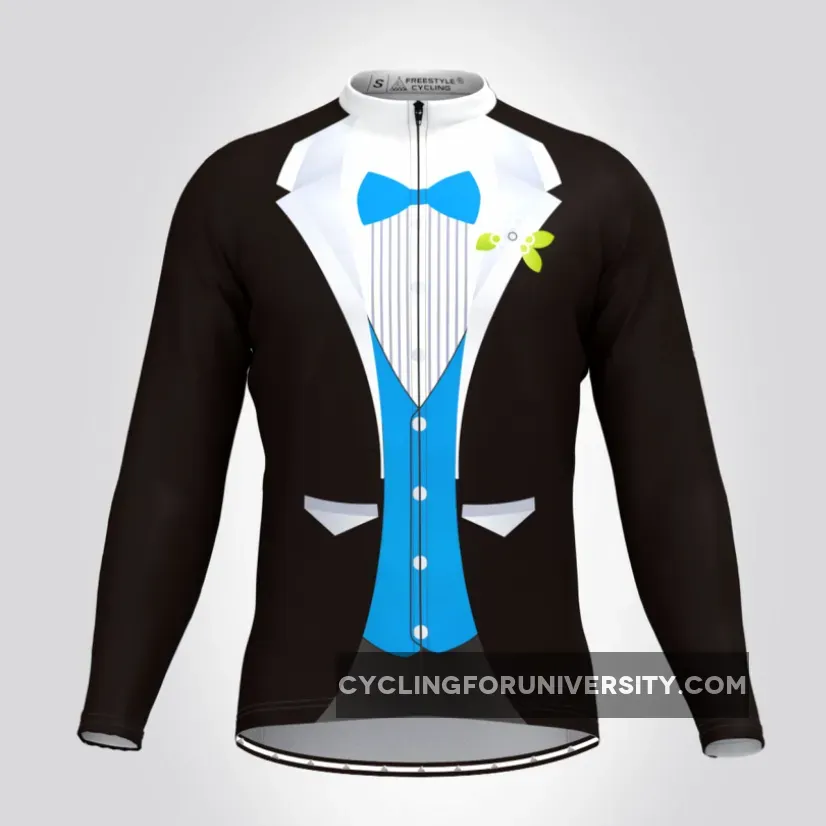 Men's Tuxedo Short LS Cycling Jersey Blue To Buy
